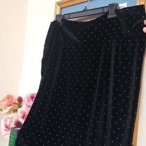 Black Velvet Polka-dot Skirt Elegant Party Wedding Date Night Whimsigoth